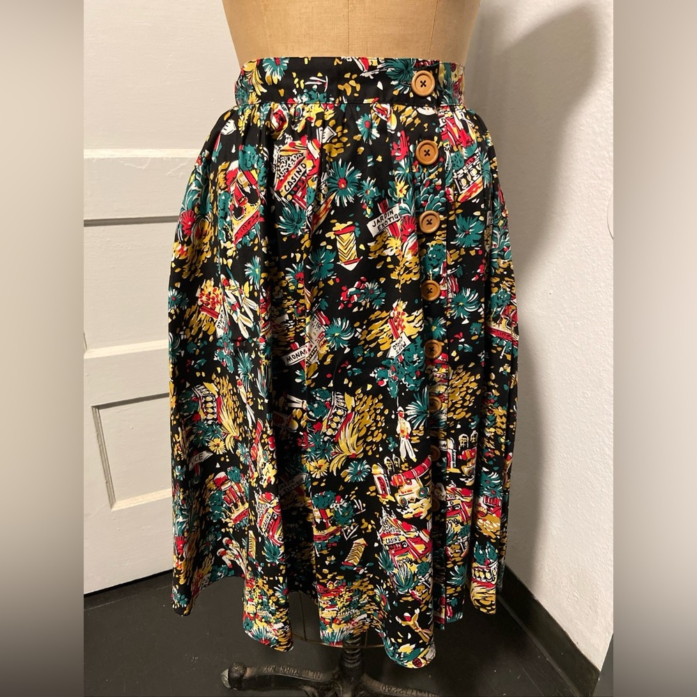Hell Bunny Skirt Large Monte Carlo Rockabilly Circle Swing Pockets VLV Pin-Up